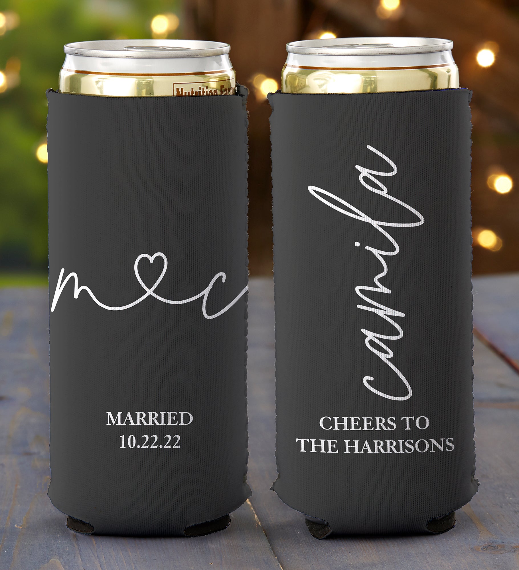 Drawn Together By Love Personalized Slim Can Cooler